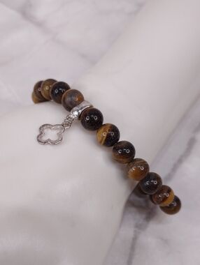 Beaded Tiger Eye Charm Bracelet